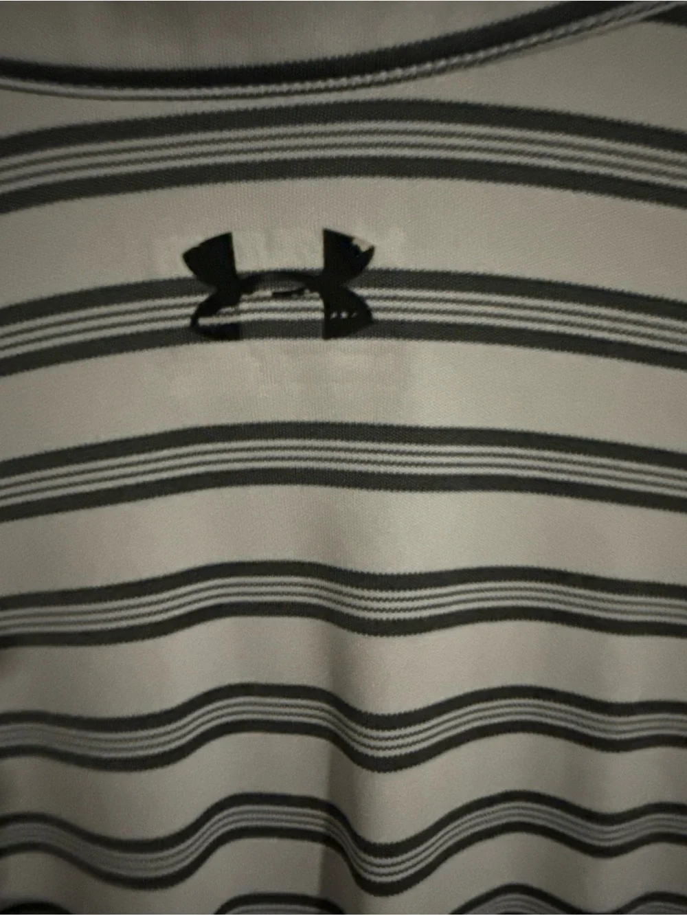Under Armour Men's White Polo with Gray Stripes